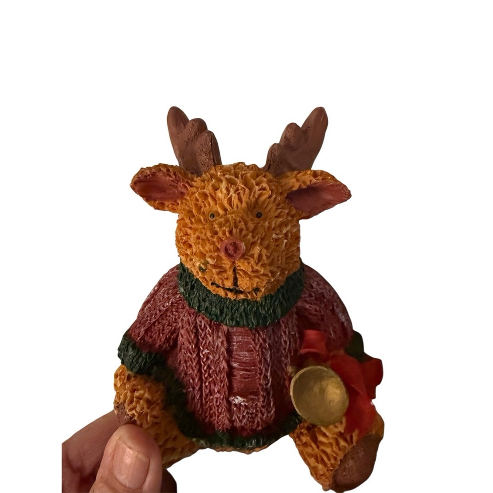 Holiday Collection Reindeer Figurine wearing knitted sweater Vintage Collectible - Picture 2 of 5